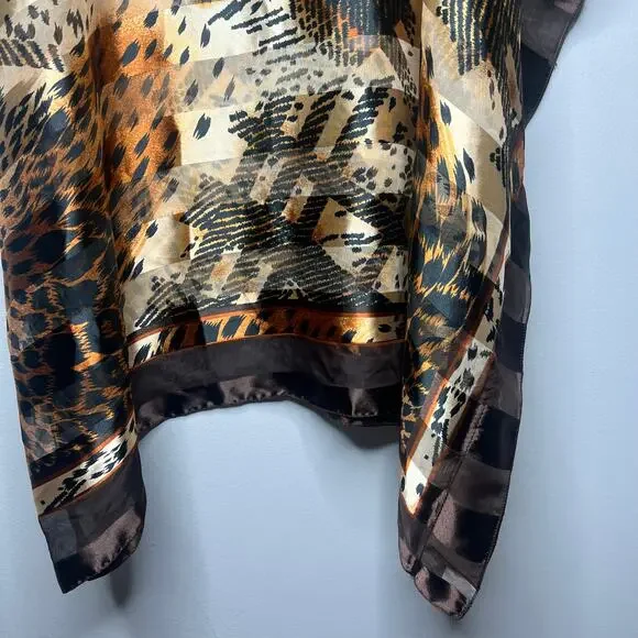 Women's Animal Print Blouse Kaftan Cover-Up One Size Mumu Old Money Mob Wife - Picture 6 of 10